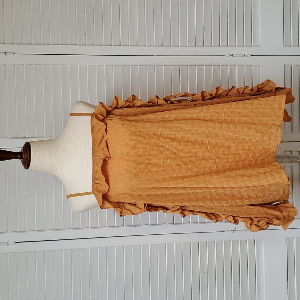 Paradiso Yellow Gold Ruffle Open Tie Sleeve Blouse Size L